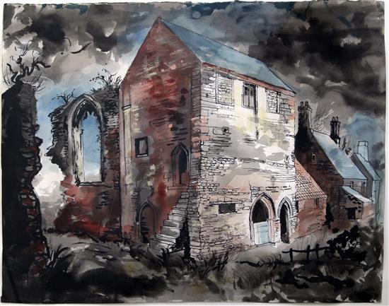 § John Piper (1903-1992) Beauvale Priory, 1983, 20 x 26in.